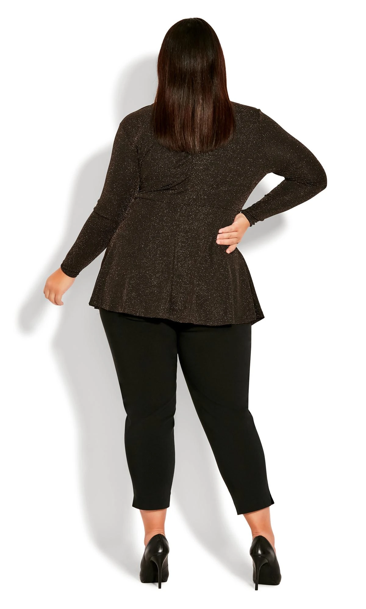 Avenue Black & Gold Lurex Shimmer Wrap Top 4 Avenue Black & Gold Lurex Shimmer Wrap Top - Image 4