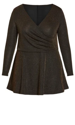 Avenue Black & Gold Lurex Shimmer Wrap Top 11 Avenue Black & Gold Lurex Shimmer Wrap Top -Bold Fit Store 213109GOLD 5