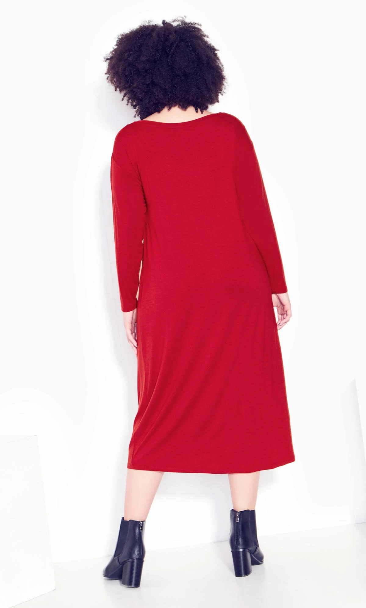 City Chic Zim & Zoe Bright Red Swing Midi Dress 3 City Chic Zim & Zoe Bright Red Swing Midi Dress - Image 3