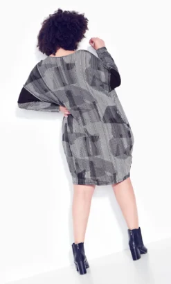 Avenue Grey Abstract Print Shift Midi Dress -Bold Fit Store 213141BLKBLKCOSMO 3