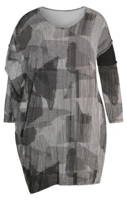 Avenue Grey Abstract Print Shift Midi Dress -Bold Fit Store 213141BLKBLKCOSMO 4