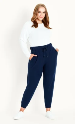 Evans Navy Blue High Waisted Joggers