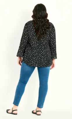 Evans Black Ruffle Trim Long Sleeve Blouse -Bold Fit Store 213204BLACK 4