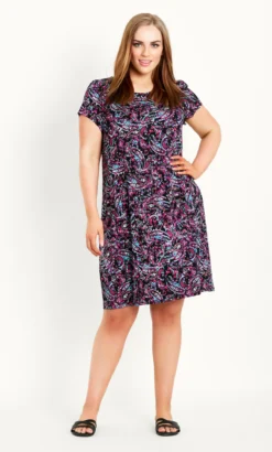 Evans Purple Paisley Swing Dress