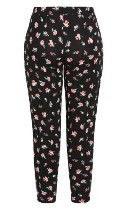 Evans Black Floral Tapered Trouser -Bold Fit Store 213225BLUSH 4