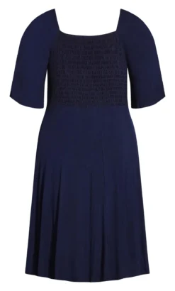 Evans Navy Shirred Plain Dress -Bold Fit Store 213228NAVYBLUEINK 4