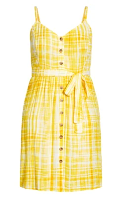 City Chic Yellow Check Midi Sundress -Bold Fit Store 213409POSITANOCHECK 4