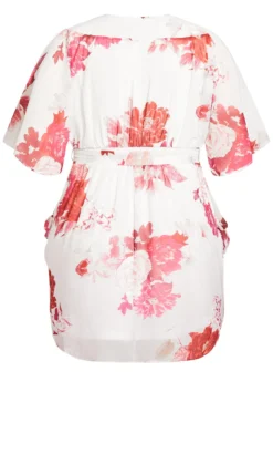 City Chic Ivory Sakura Wrap Dress -Bold Fit Store 213467SAKURAFLORAL 5