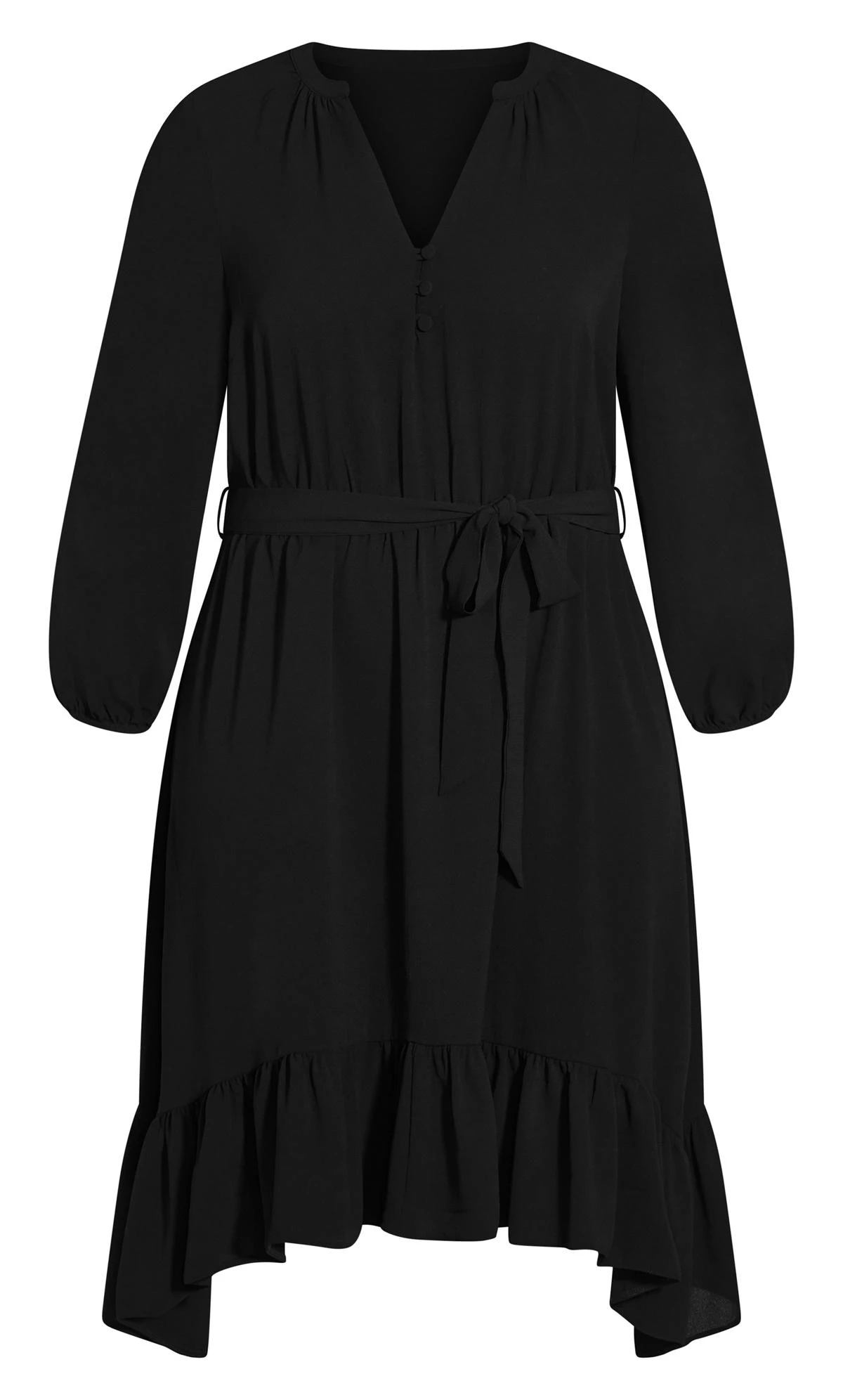 Evans Black Ruffle Shirt Dress 3 Evans Black Ruffle Shirt Dress - Image 3