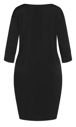 Evans Black Button Sleeve Dress -Bold Fit Store 213623BLACK 4