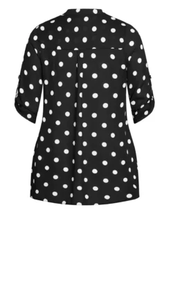 Evans Black Polka Dot Half Plackett Tab Sleeve Shirt -Bold Fit Store 213628SPOT 10