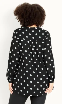 Evans Black Polka Dot Half Plackett Tab Sleeve Shirt -Bold Fit Store 213628SPOT 2