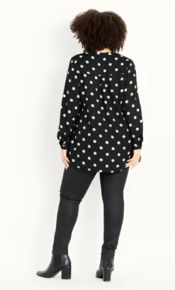 Evans Black Polka Dot Half Plackett Tab Sleeve Shirt -Bold Fit Store 213628SPOT 6