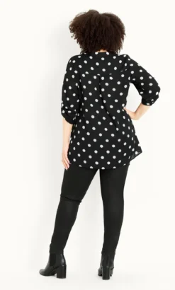 Evans Black Polka Dot Half Plackett Tab Sleeve Shirt -Bold Fit Store 213628SPOT 8