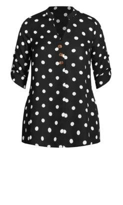 Evans Black Polka Dot Half Plackett Tab Sleeve Shirt -Bold Fit Store 213628SPOT 9