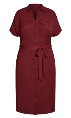 Evans Burgundy Utility Shirt Dress -Bold Fit Store 213629BERRY 3