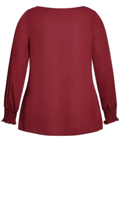 Evans Burgundy Red Ruffle Blouse -Bold Fit Store 213639RED 6
