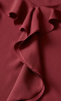 Evans Burgundy Red Ruffle Blouse -Bold Fit Store 213639RED 7