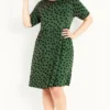 Evans Khaki Green Polka Dot Smock Dress