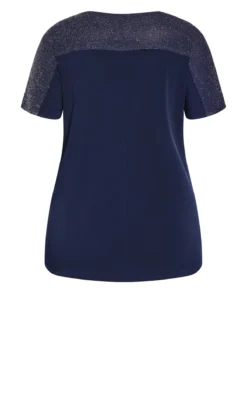 Evans Navy Blue Glitter Detail Top -Bold Fit Store 213655NAVY 8