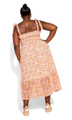 City Chic White & Pink Ditsy Print Tiered Sundress 7 City Chic White & Pink Ditsy Print Tiered Sundress -Bold Fit Store 213714DELICATEPETAL 3