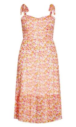 City Chic White & Pink Ditsy Print Tiered Sundress 8 City Chic White & Pink Ditsy Print Tiered Sundress -Bold Fit Store 213714DELICATEPETAL 4