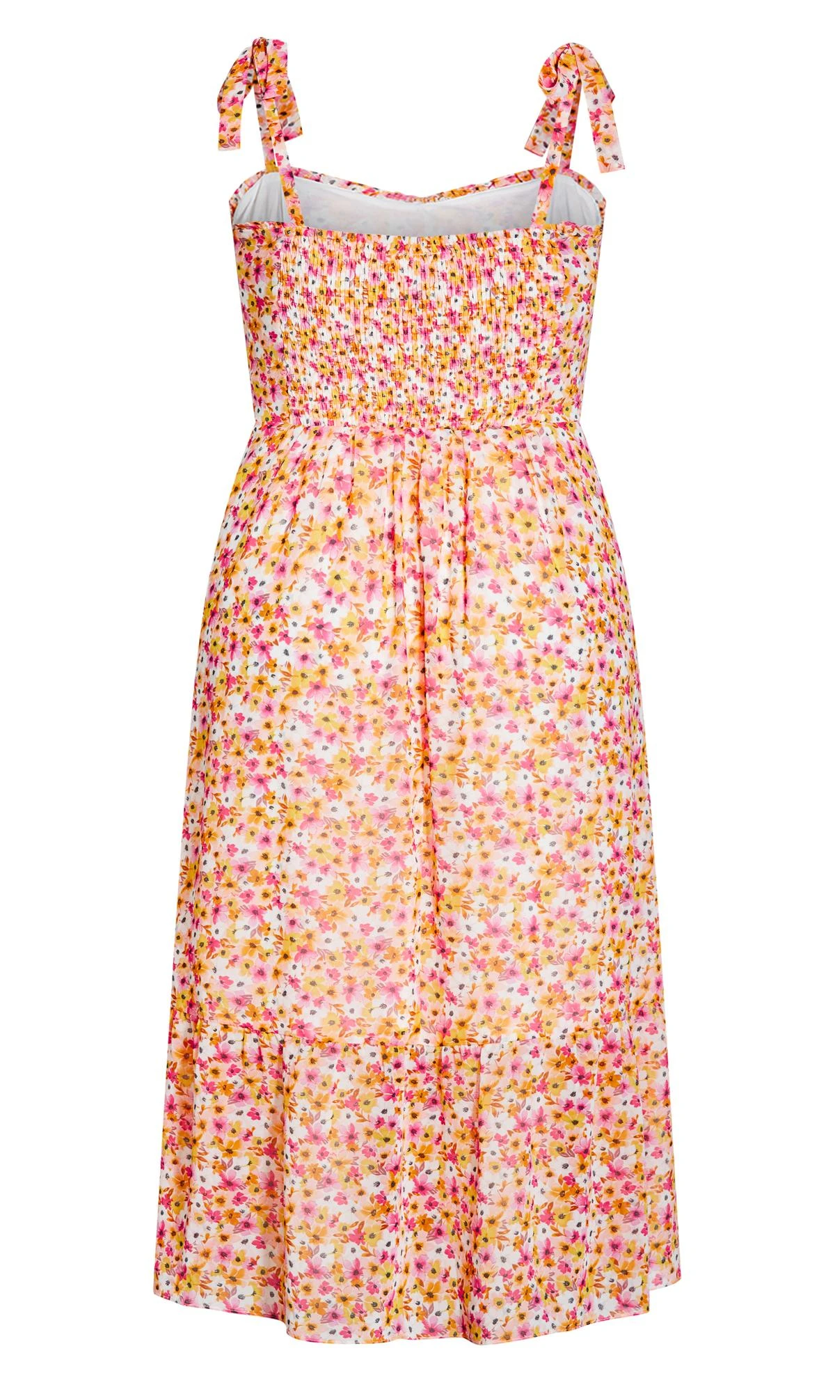 City Chic White & Pink Ditsy Print Tiered Sundress 5 City Chic White & Pink Ditsy Print Tiered Sundress - Image 5