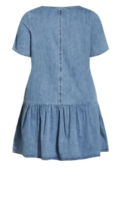 City Chic Light Wash Denim Frill Hem Shift Dress 9 City Chic Light Wash Denim Frill Hem Shift Dress -Bold Fit Store 213784LIGHTWASH 5