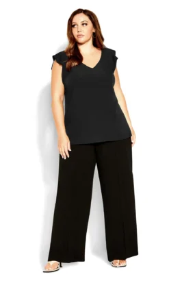 City Chic Black Ruffle Sleeveless Blouse -Bold Fit Store 213900BLACK 3