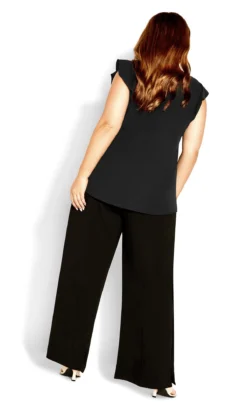 City Chic Black Ruffle Sleeveless Blouse -Bold Fit Store 213900BLACK 4