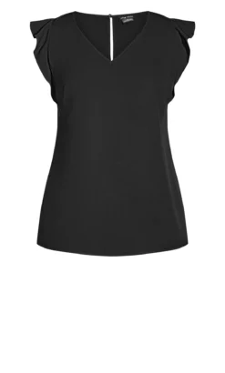 City Chic Black Ruffle Sleeveless Blouse -Bold Fit Store 213900BLACK 5