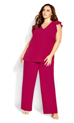 City Chic Pink V-Neck Blouse -Bold Fit Store 213900LIPSTICK 3