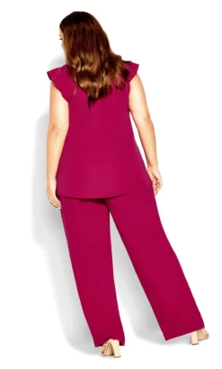 City Chic Pink V-Neck Blouse -Bold Fit Store 213900LIPSTICK 4