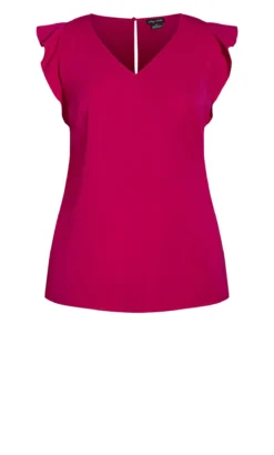 City Chic Pink V-Neck Blouse -Bold Fit Store 213900LIPSTICK 5