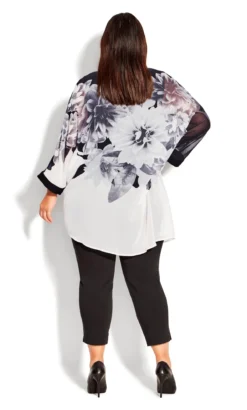 Avenue White Floral Print Assymetric Blouse -Bold Fit Store 213960MONOFLORAL 4