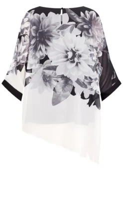 Avenue White Floral Print Assymetric Blouse -Bold Fit Store 213960MONOFLORAL 6