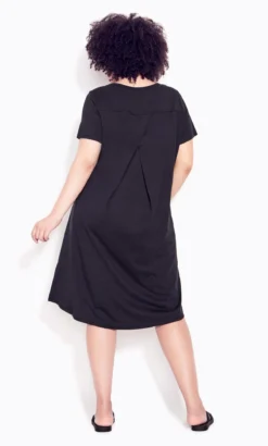 Avenue Black Drape Pocket Dress -Bold Fit Store 214133BLACK 3