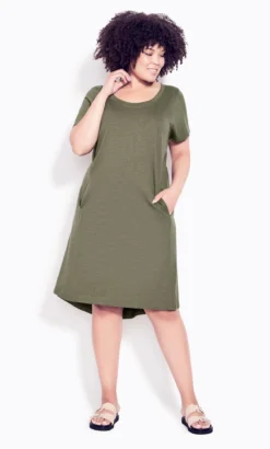 Avenue Zim & Zoe Green Pocket Detail T-Shirt Dress