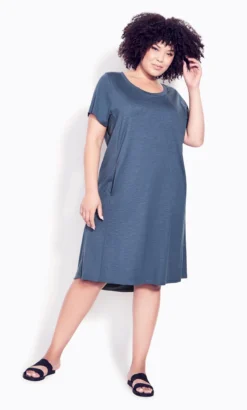 Avenue Zim & Zoe Blue Pocket Detail T-Shirt Dress