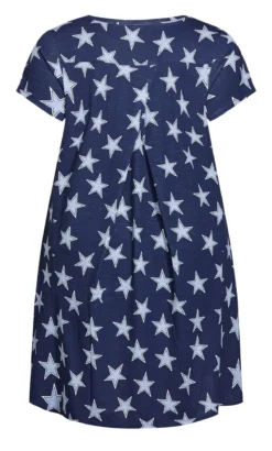 Avenue Zim & Zoe Navy Blue Star Print Pocket Midi Dress -Bold Fit Store 214134NAVYSTAR 4