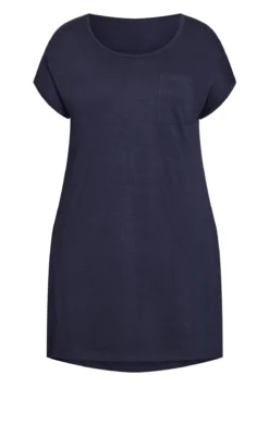 Avenue Navy Blue Dipped Hem T-Shirt Dress -Bold Fit Store 214139NAVY 4