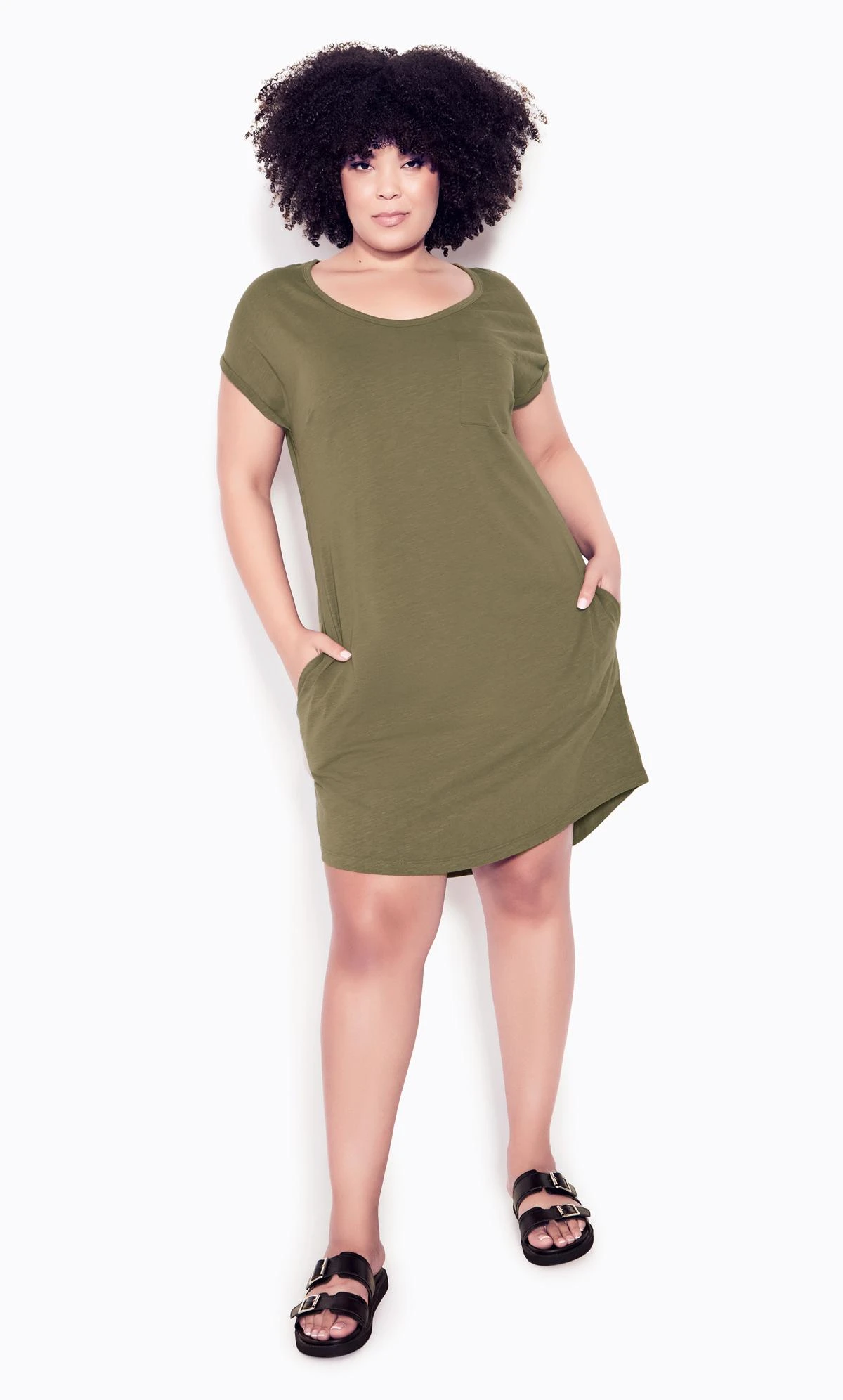 Avenue Zim & Zoe Natural Olive Green Pocket Detail T-Shirt Dress 1 Avenue Zim & Zoe Natural Olive Green Pocket Detail T-Shirt Dress