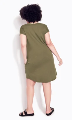 Avenue Zim & Zoe Natural Olive Green Pocket Detail T-Shirt Dress 7 Avenue Zim & Zoe Natural Olive Green Pocket Detail T-Shirt Dress -Bold Fit Store 214139OLIVE 3
