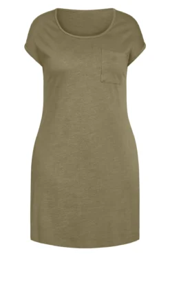 Avenue Zim & Zoe Natural Olive Green Pocket Detail T-Shirt Dress 8 Avenue Zim & Zoe Natural Olive Green Pocket Detail T-Shirt Dress -Bold Fit Store 214139OLIVE 4