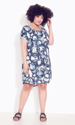 City Chic Zim & Zoe Blue Summer Day Print Dress