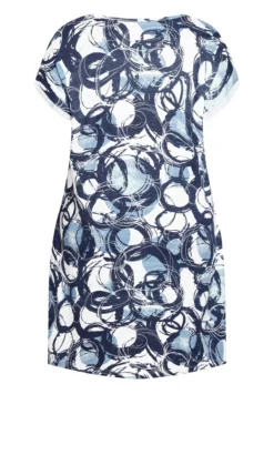 City Chic Zim & Zoe Blue Summer Day Print Dress -Bold Fit Store 214141BRUSHEDCIRCLEBLUE 5
