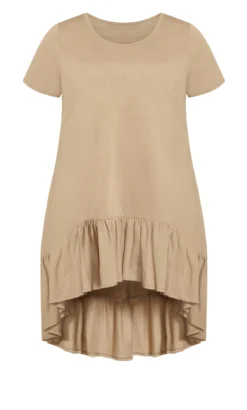 Avenue Brown Dipped Smock Hem T-Shirt Dress -Bold Fit Store 214142MOCHA 4