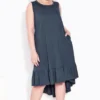 Avenue Zim & Zoe Navy Blue Dipped Frill Hem Midi Dress