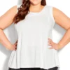 Avenue White Essential Swing Vest Top