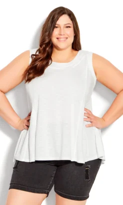 Avenue White Essential Swing Vest Top